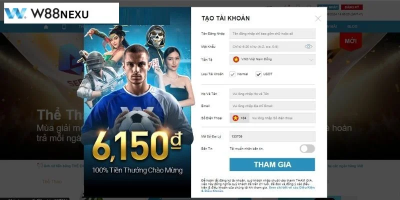 Đăng Ký W88: Hướng Dẫn Tài Khoản Cá Cược Nhanh Gọn Hướng dẫn các bước đăng ký W88 trên máy tính.